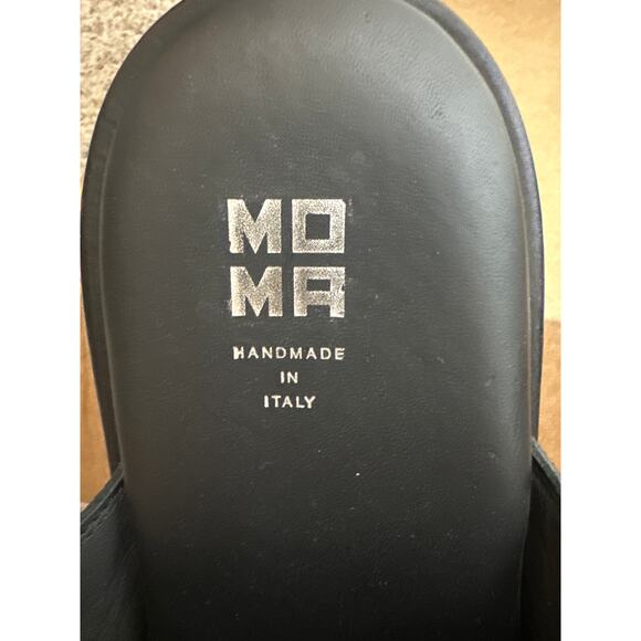 MOMA Black Leather Platform Slides Sandals Size 10.5 Handmade - Picture 7 of 7
